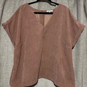 Madewell V-Neck Corduroy Blouse in Mauve